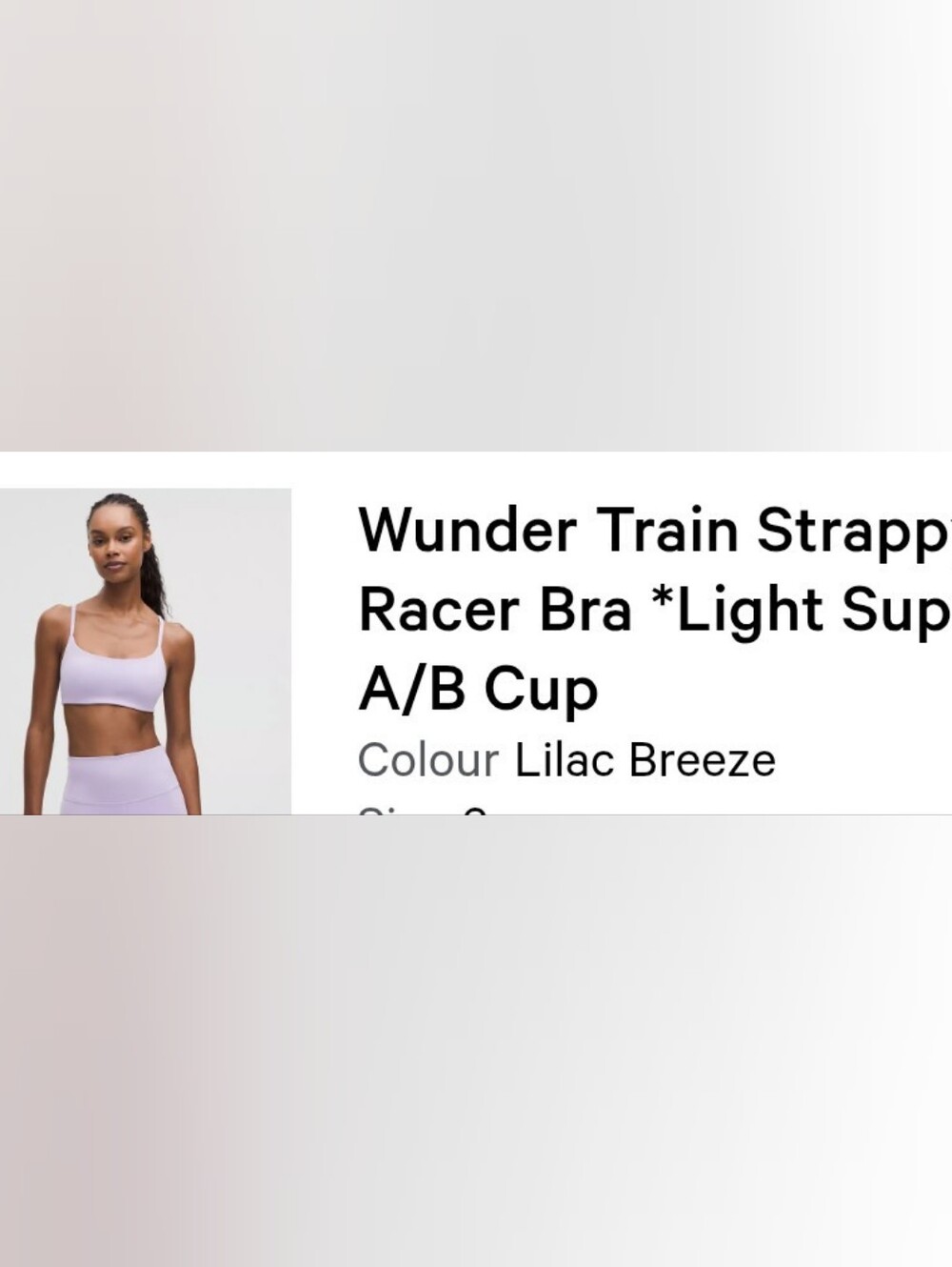 Lululemon Wunder Train Strappy Racer Bra Size 6 Perfect Condition Worn Once